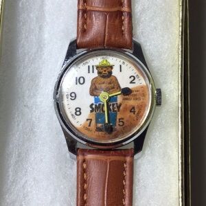 Vintage Smokey the Bear Watch with leather strap.